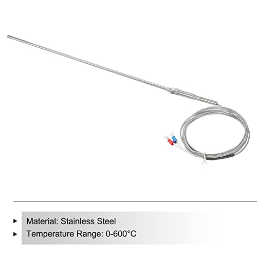 Меканиксиност k тип Термокупар сонда на водоотпорна температурна контролор сензор не'рѓосувачки челик 32 до 1112 ° F 5x300mm 6,6ft