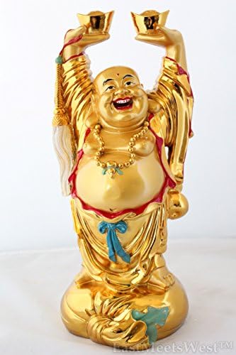Среќни 17,5 Огромни златни кинески фенг шуи ја сакаат среќата долговечност богатство среќно смеење Буда има златни инготи
