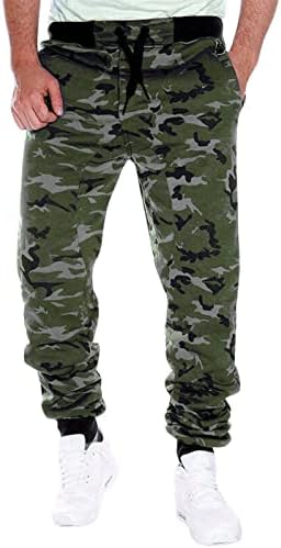 Ubst Camo Sweatpants за мажи, камуфлажа на отворено за пешачење, спортски тенок панталони со кои се влечеше обични активни џогери