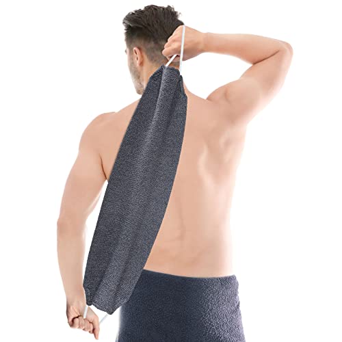 Mig4u ексфолирачки грб + нараквици за туш за мажи и жени, чистење на телото за бања длабоко чисто
