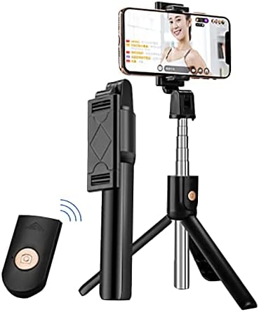 Selfie Stick Tripod Bluetooth, лесен патнички статив со далечински, мини компактен телефонски статив, компатибилен со iPhone 12 Pro Max/11/XS, Galaxy Note 20 и повеќе