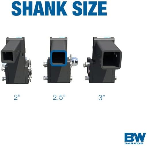 B&W приколка за прицврстувачи на приколка за прилагодување на приколката за прилагодување на приколката - се вклопува 2,5 приемник,