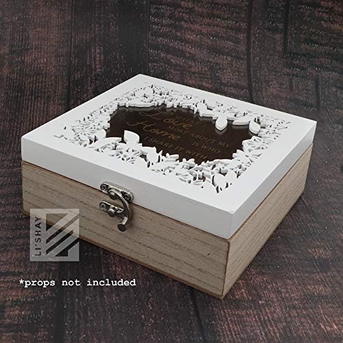 Кутија За Подароци од дрво Со Натпис На Капакот-Бело
