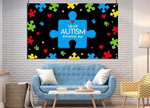 Nepnuser Autism свесност Фото штанд за позадината на сложувалката Април инспиративна поддршка Декорација на отворено wallид декор-5,9 × 3,6ft
