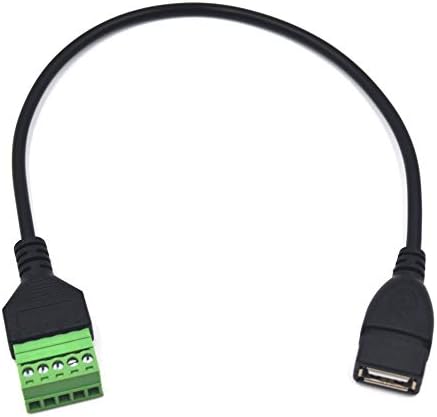 KEWORK 11,8 инчи USB 2.0 женски до 5 пински завртки за полнење женски полнење и пренесување на адаптерот за пренесување на адаптерот за конвертор