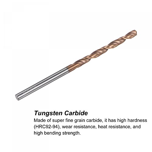 Uxcell Twist Dript Bit, 3,8 mm титаниум обложена цврста волфрам карбид K35 директно шипка со должина од 80мм долга должина за дупчење челик