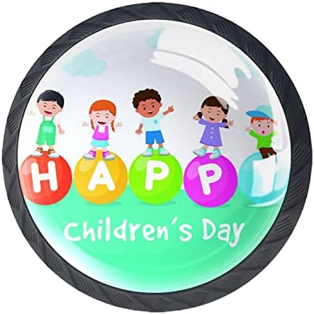 Среќни Деца на Денот На Детето Фиока Копче Повлечете Рачка 35мм Круг Мебел Кабинет Рачка За Кујна Гардероба Шкаф Гардероба 4 Парчиња