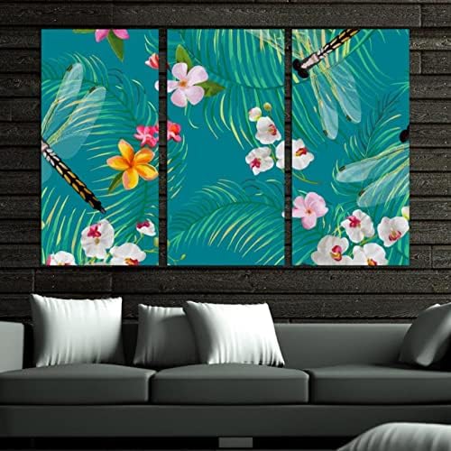 Wallидна уметност за дневна соба, маслено сликарство на платно големи врамени цветни ламји, диви животни палми, остава образец уметнички дела