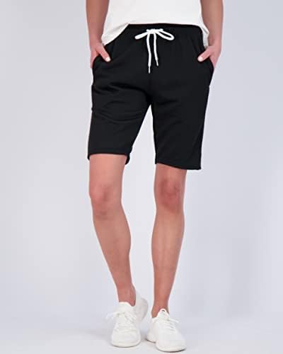3 пакет: женски памучен француски тери 9 Бермуда кратки џебови-казуални салон атлетски