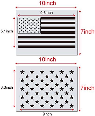 9 Пакет 10.4 х 7 Инчен Американски Знаме Ѕвезда Матрица Шаблони 50 Ѕвезди 1776 13 Ѕвезди Знаме Еднократно Пластични Матрици За Сликање На
