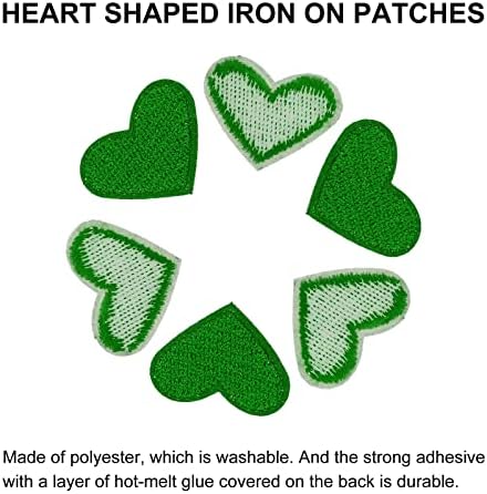 Меканикситис во форма на срце во облик на закрпи извезени шии закрпи Апликација облека за облека за облека за поправка на ранец за ранец Декорација длабоко зелено ?