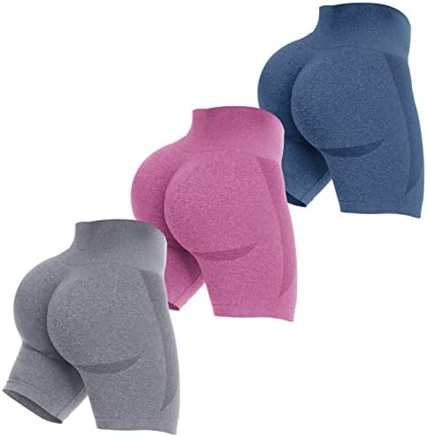 Zxquii 3 парчиња Непречено вежбање шорцеви за жени со високи половини за кревање на задниот дел од стомакот за контрола на стомакот
