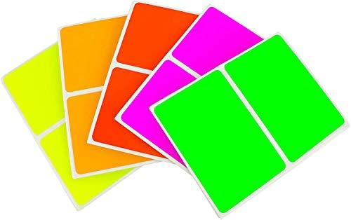 Chromalabel 2 x 3 инчи трајни етикети за инвентар на правоаголен код во боја, 5 разновидни бои, 50 налепници по разновидна пакет, флуоресцентни