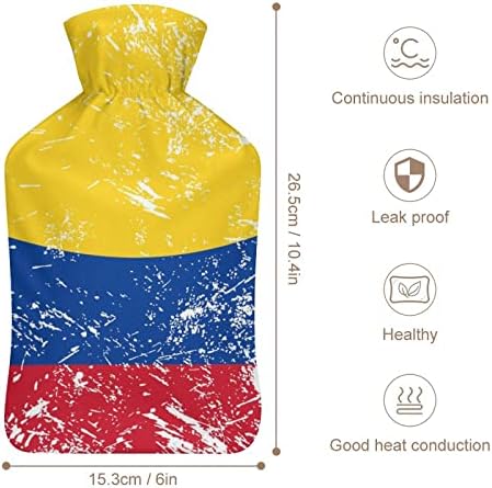 Колумбија Ретро знаме Класично гума шише со топла вода вреќа за топла вода за рачни нозе на вратот Потопло со мека покривка