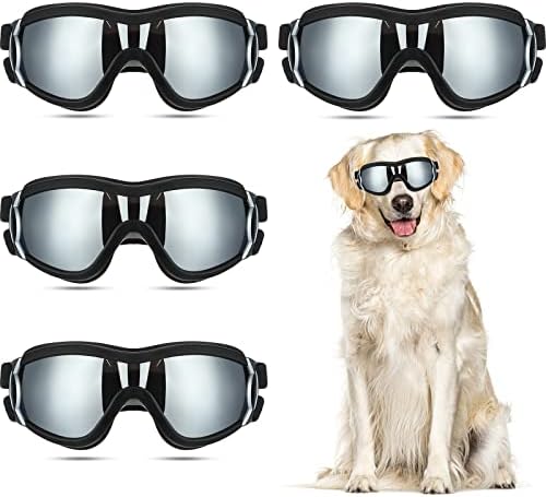 4 парчиња кучиња очила за кучиња за сонце УВ заштита кучиња очила за кучиња за кучиња ветровизори против магла прашина куче снег очила за миленичиња