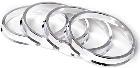 Централни прстени за перформанси на кола - 57,1 до 56,1 сребрени алуминиумски хубрики - компатибилни со Субару, Хонда Цивиќ, Акура Интегра