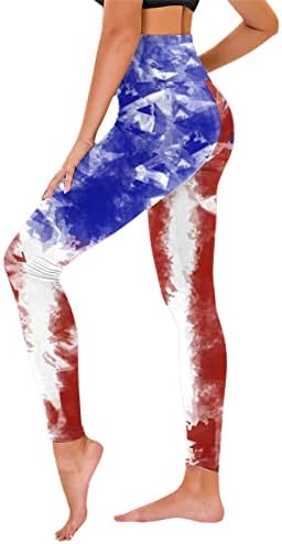 Американско знаме 4 -ти јули женски хеланки високи половини во САД 4 -ти јули џогер панталони фитнес задник за кревање на јога панталони