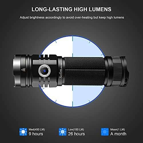 Sofirn SP33 V3 Super Bright Flashlight 3500 High Lumen, USB C полнење фенерче со моќно LED, за пешачење во кампување