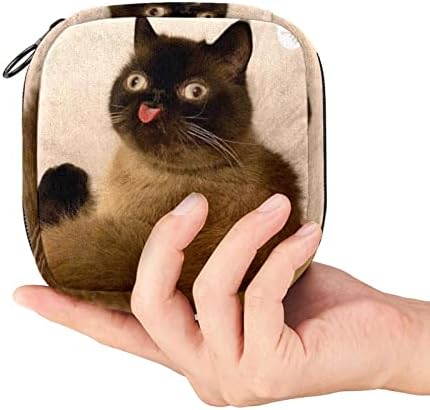 Преносен период торбичка торбичка за женски производи за девојчиња за влошки торби и тампони со патент, смешна мачка