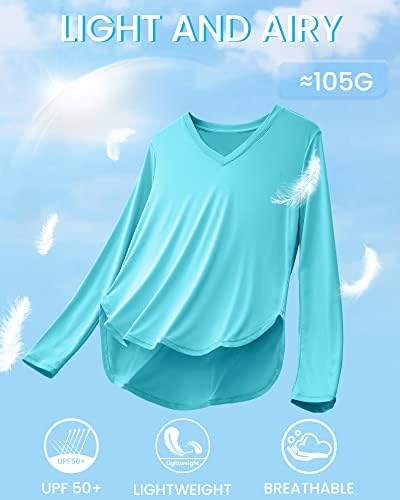 G4Free UPF 50+ Сончеви кошули за жени со долги тренинзи со долги ракави врвови SPF UV заштитни кошули за пешачење за атлетска теретана за трчање