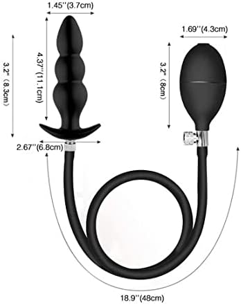 Tatabanman Anflatable Anal Anal Plug Anal Dildo, 11,8 инчен силиконски приклучок за проширување на задник, црна