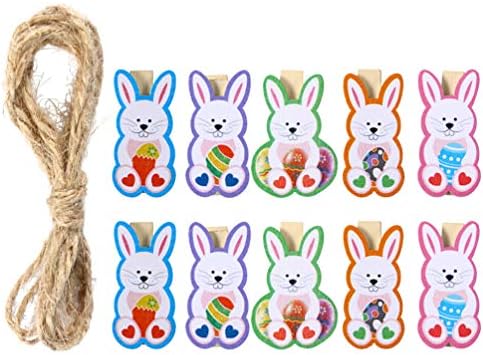 Kesyoo сегашни украси 4 торби 40 парчиња дрвени фото клипови зајаче зајак фото клипови мини обоени дрвени облеки за занаети Фото