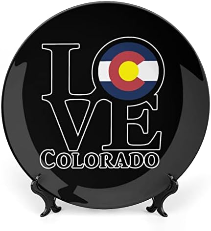 Љубов Колорадо Знаме Персонализирана Коска Кина Прилагодени Керамички Декоративни Плочи Домашна Тркалезна Плоча со Држач за Прикажување 7