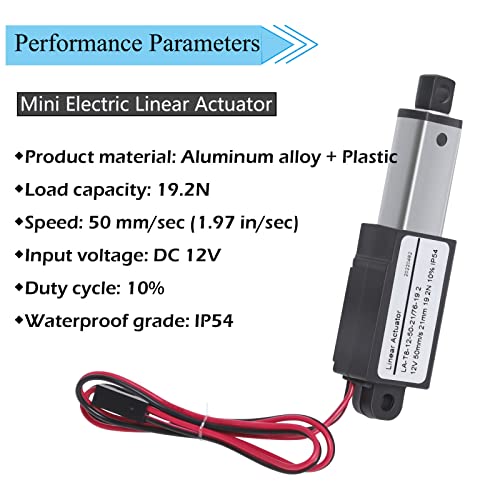 Микро Електрични Линеарни Активатори 12V, Мозочен Удар 0.8, Сила 19.2 N/4.32 фунти, Мини Водоотпорен Активатор За Движење За Домашна Автоматизација,