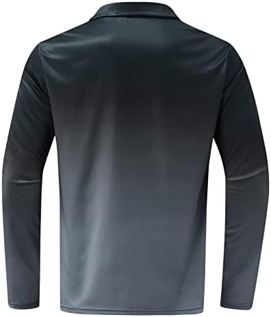 XXBR градиентни полови кошули за мажи, копчиња со долги ракави предни плочки, врвови на решетки, тенок фит деловен случајна кошула