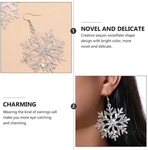 Галпада дијамантски обетки Божиќни украси 2 пара Божиќни снегулки продолжени ушни накит Акрилни ушни прстени дијамантски обетки