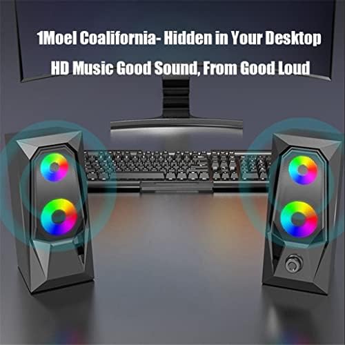 Mbbjm Компјутерски Звучник Компјутерски Звучник 7 Бои LED Ефект Звук Прозрачна RGB Десктоп Компјутер Аудио