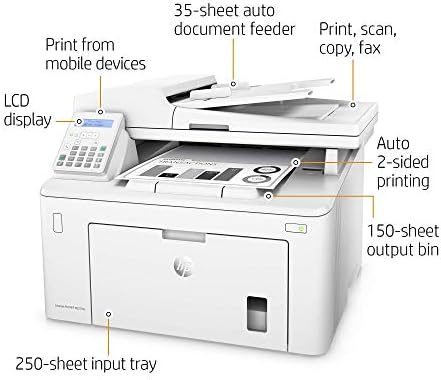 HP Laserjet Pro M227fdn Се-Во-едно Монохроматски Ласерски Печатач Со Автоматско Двострано Печатење, Мобилно Печатење, факс &засилувач; Вграден