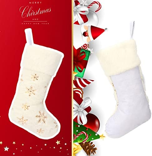 Hopearl долга кадифен Божиќно порибување ултра мека Божиќна чорап златен секвент украс луксузни торби за подароци за семејни материјали