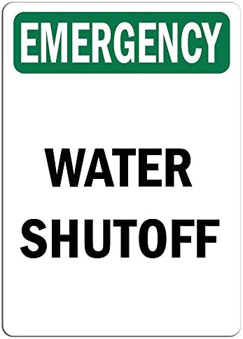 Знак за итни случаи - Двојазичен исклучување на водата | Знак за малопродажба на налепници на етикета се држи до која било површина 8 “
