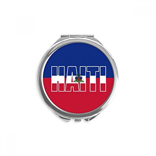 Име На Знамето На Хаити Рака Компактен Огледало Круг Пренослив Џеб Стакло