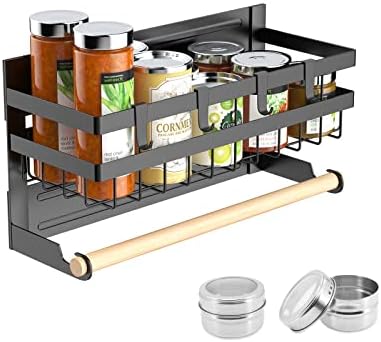 Deagenlte Magnetic Spice Rack, решетката за зачини за ладилница со две магнетни зачини, магнетна полица за складирање на зачини, детергенти