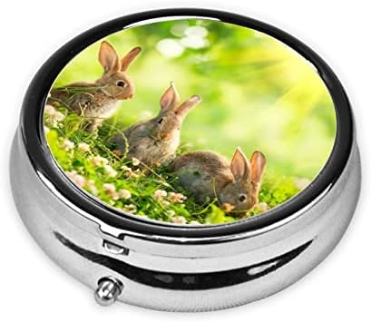 Смешни зајаци тркалезна мини пилула кутија - Дневен организатор на витамин за диспензери за пилули