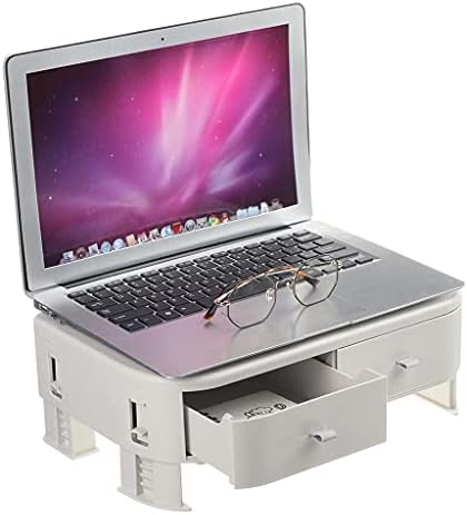 SLSFJLKJ Прилагодлив монитор Стенд за држач за држач за десктоп со 2 организатор за складирање на фиоки за лаптоп за домашни канцеларии