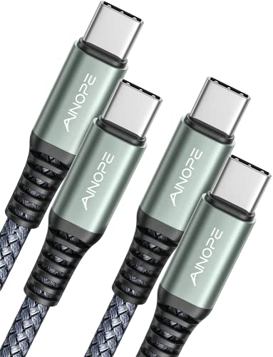 Ainope USB C до USB C кабел, [2-Pack 10FT] [Never Rupture] USB C кабел 60W 3.1A Type C полнач на полнач компатибилен со Samsung Galaxy