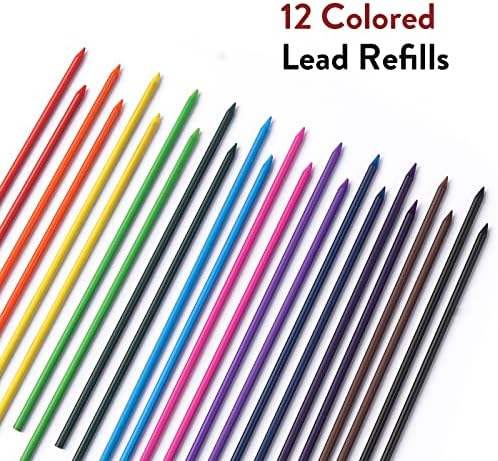 Механички молив со четири кандидати 2мм сет со случајот, уметник водечки молив метал држач за олово со 60 парчиња графит олово за полнење на