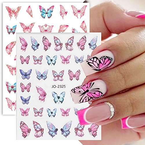 Налепници за уметност од пеперутка за нокти 3Д само-лепетени шарени пеперутки за нокти на ноктите модели Совети Дизајн за жени Девојче