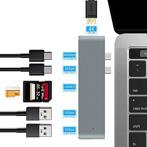 XUNMAIFHB Преносни Докинг Станица, Двојна Тип-c USB C Macbook pro НА HDMI Tf Картичка ЧИТАЧ Центар Докинг Станица 4K Thunderbolt3