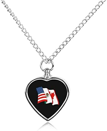 Американско Мексиканско Канадско Знаме Домашно Милениче Урн Ѓердан За Пепел Легура Срце Кремирање Накит Меморијален Приврзок