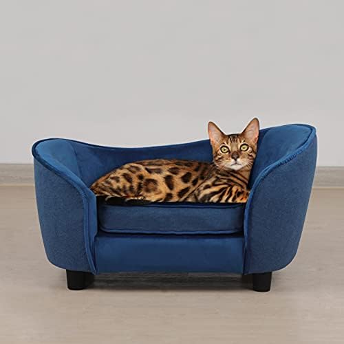 ПЕТ софа кревет, кадифе и постелнина ткаенина Чауч за домашни миленици со отстранлива и перница за перење за мали кучиња мачки