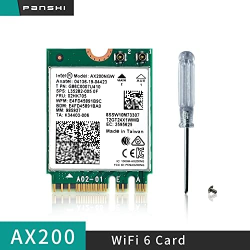 WiFi 6 КАРТИЧКА AX200NGW Безжична Мрежна Картичка 2.4 GHz 5GHz MU-MIMO Wi-Fi 6 Модул Адаптер Со Bluetooth 5.2 За Компјутер Лаптоп Поддршка Windows 10/11 64bit gigabit M. 2/NGFF