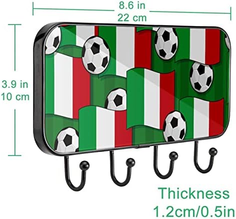 Знаме Фудбал Печати Палто Решетката Ѕид Монтирање, Влезот Палто Решетката со 4 Кука За Капут Шапка Чанта Облека Бања Влезот Дневна