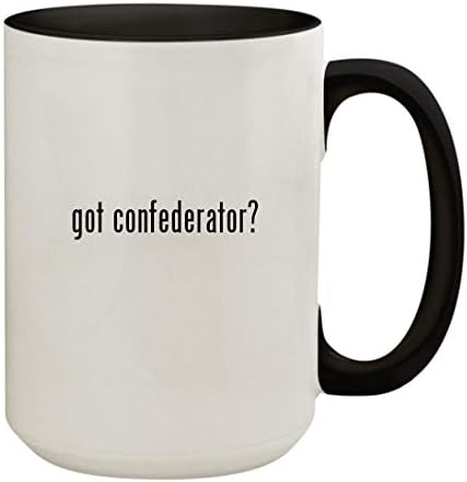 Подароците на Ник Нок добија Конфедератор? - 15oz керамички обоена внатре и рачка чаша чаша за кафе, црна
