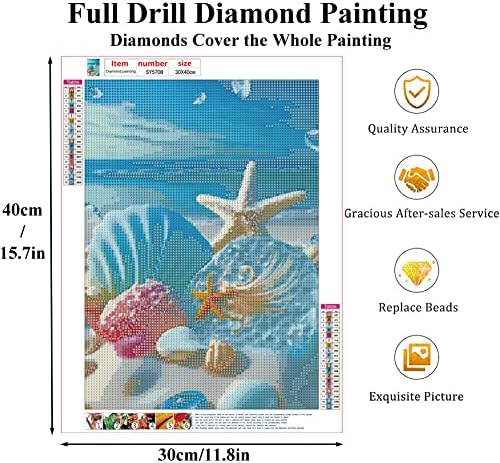 Miraclekoo плажа школки дијамантски сликарство по комплет за броеви за возрасни - комплети за дијамантски уметнички комплети со целосна вежба