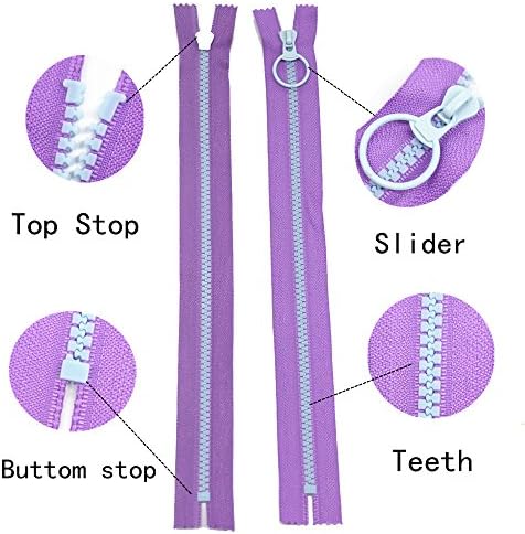 Јахога 10 парчиња 14 инчи #5 пластични патенти со кревање прстен Повлечете го блискиот крај ziplon zippers за DIY шиење занаетчиски торби облека 14 патенти од смола