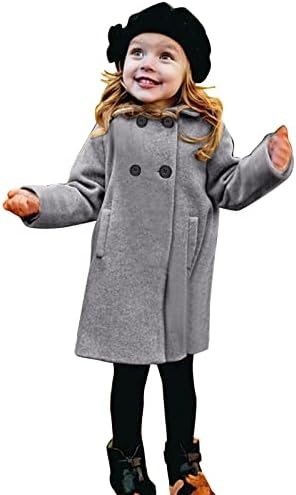 Девојки девојки со долг ракав зимски ветерно јакна за палто деца топло руно со двојно градите ровови јакни за надворешна облека